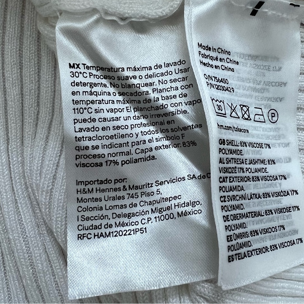 H&M Divided Cropped White Ribbed Top - Picture 5 of 6